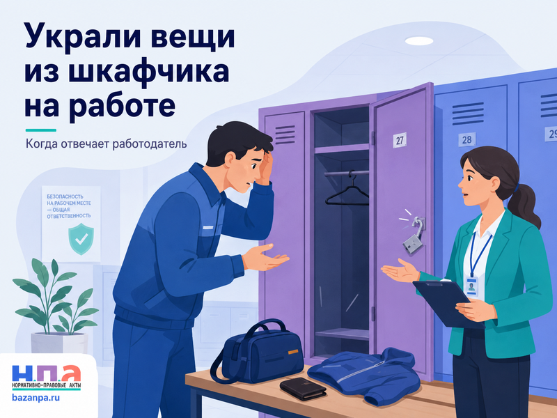 Из шкафчика, раздевалки или служебного помещения украли личные вещи работника отвечает ли работодатель