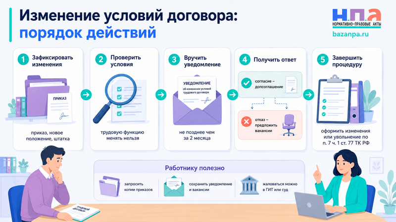 Изменение условий трудового договора по инициативе работодателя