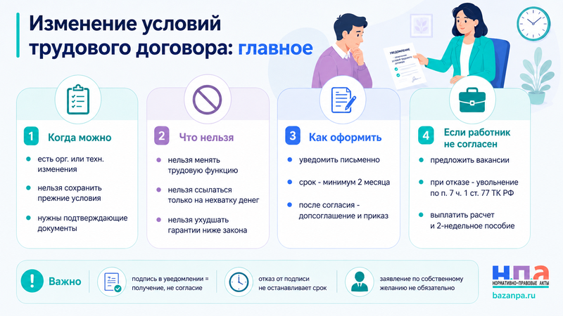 Изменение условий трудового договора по инициативе работодателя