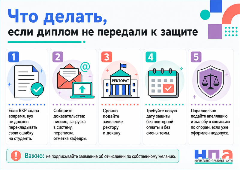 Кафедра или научный руководитель не передали дипломную работу в срок