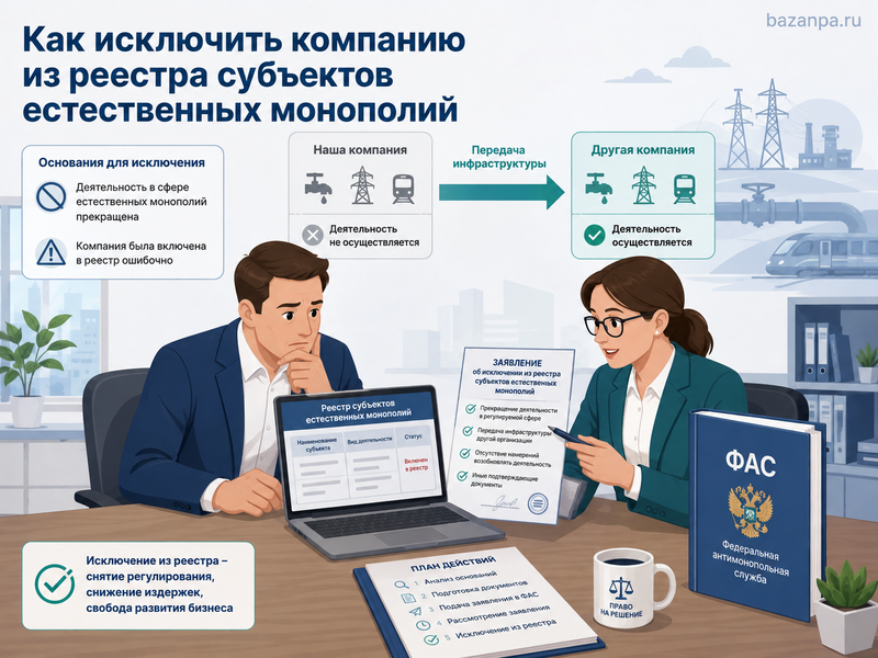 Как исключить компанию из реестра субъектов естественных монополий