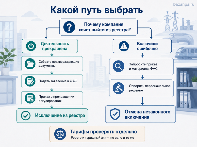 Как исключить компанию из реестра субъектов естественных монополий
