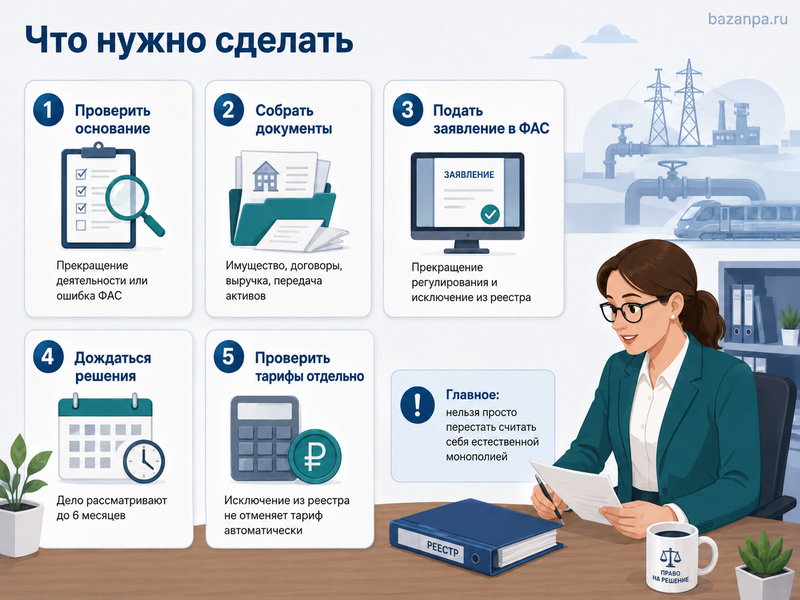 Как исключить компанию из реестра субъектов естественных монополий