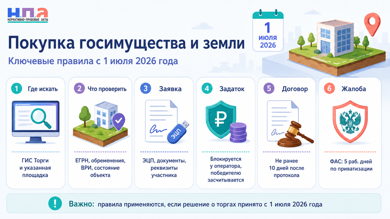Как купить государственное имущество и землю на электронных торгах с 1 июля 2026 года