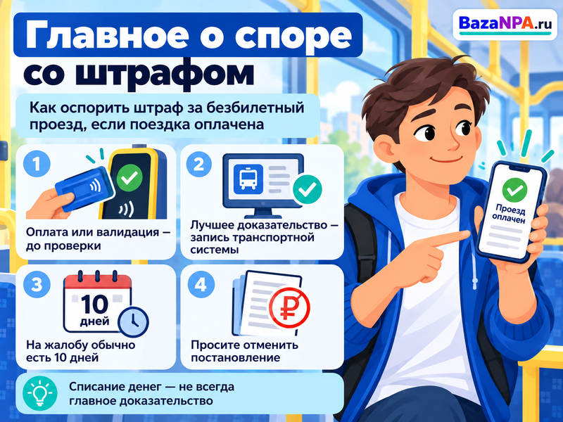 Как оспорить штраф за безбилетный проезд, если поездка оплачена