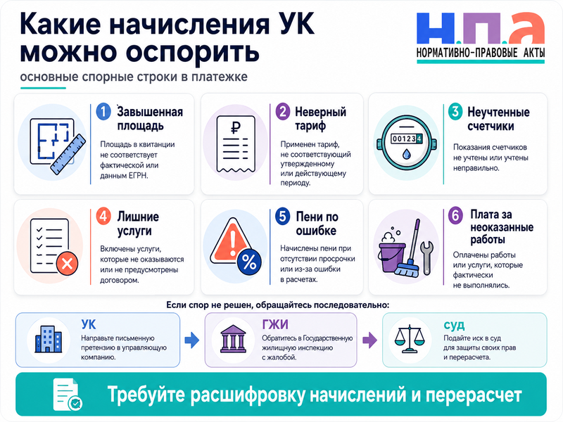 Как оспорить начисления управляющей компании и добиться перерасчета