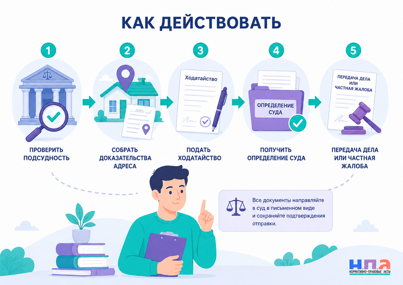 Как передать гражданское дело в другой суд по месту жительства ответчика