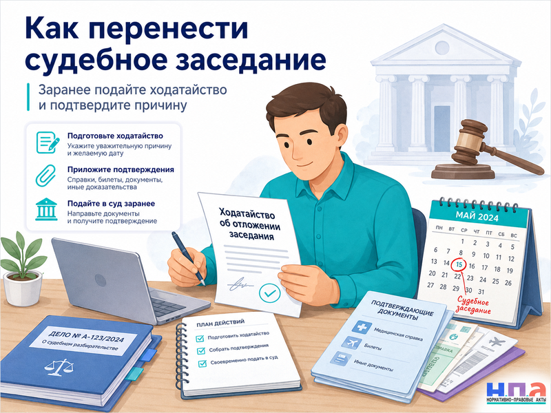 Как перенести судебное заседание ходатайство об отложении и уважительные причины