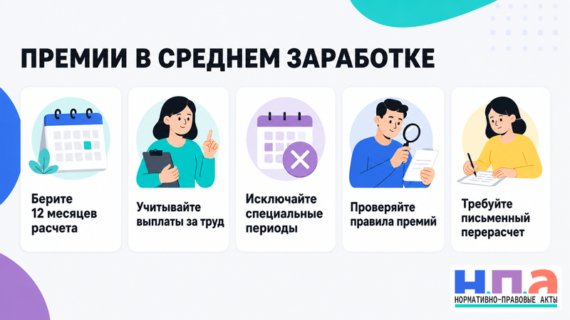 Как пересчитать средний заработок, если исключили премии и надбавки