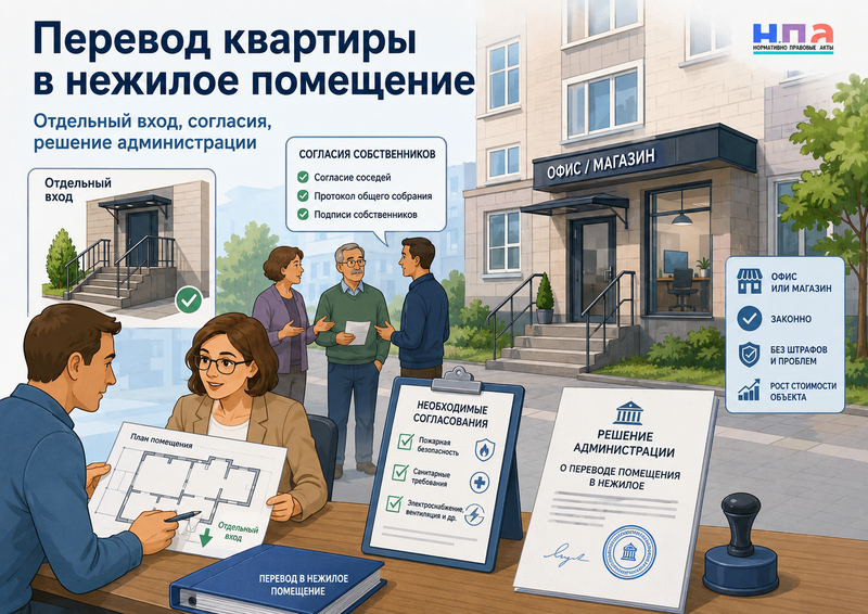 Как перевести квартиру в нежилое помещение согласие собственников, отдельный вход и причины отказа