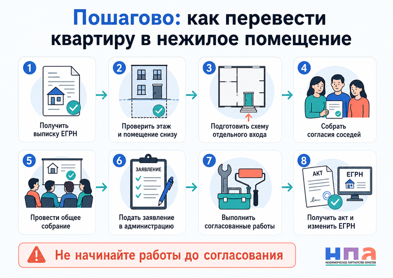 Как перевести квартиру в нежилое помещение согласие собственников, отдельный вход и причины отказа