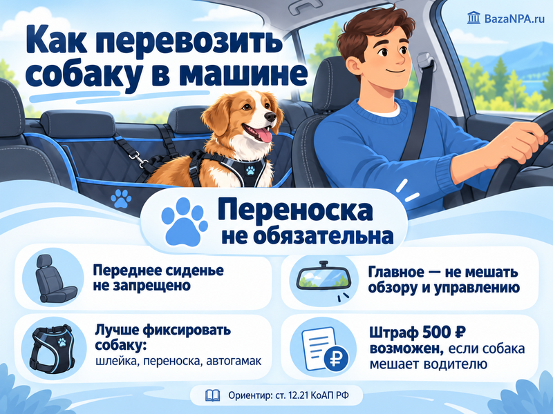 Как перевозить собаку в машине и можно ли посадить ее впереди