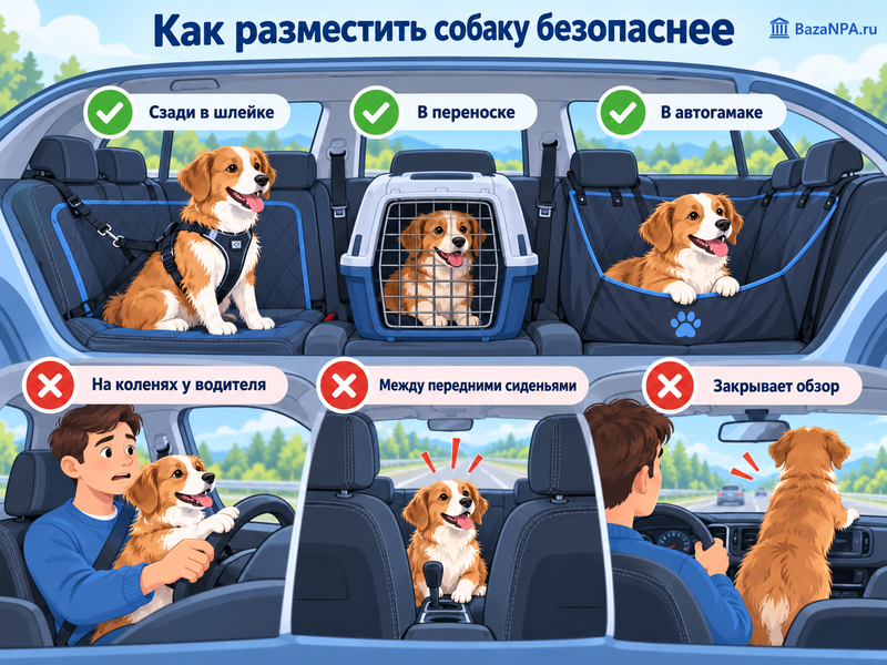 Как перевозить собаку в машине и можно ли посадить ее впереди