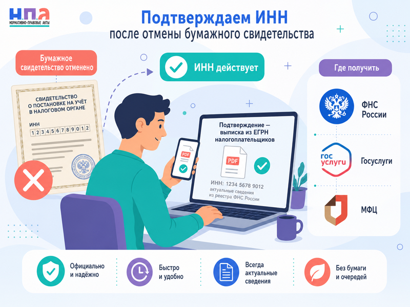 Как подтвердить ИНН и постановку на налоговый учет после отмены бумажного свидетельства