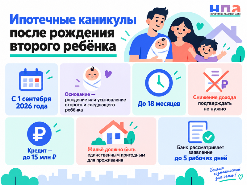 Как получить ипотечные каникулы после рождения второго ребенка