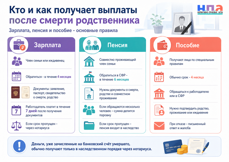 Как получить невыплаченную зарплату, пенсию или пособие после смерти родственника