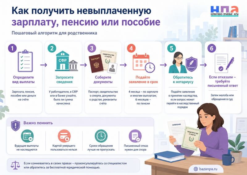 Как получить невыплаченную зарплату, пенсию или пособие после смерти родственника