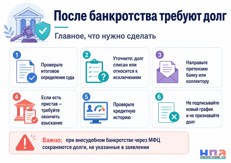 Как прекратить взыскание списанного долга после завершения банкротства