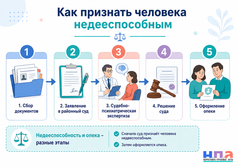 Как признать человека недееспособным заявление в суд, экспертиза и оформление опеки