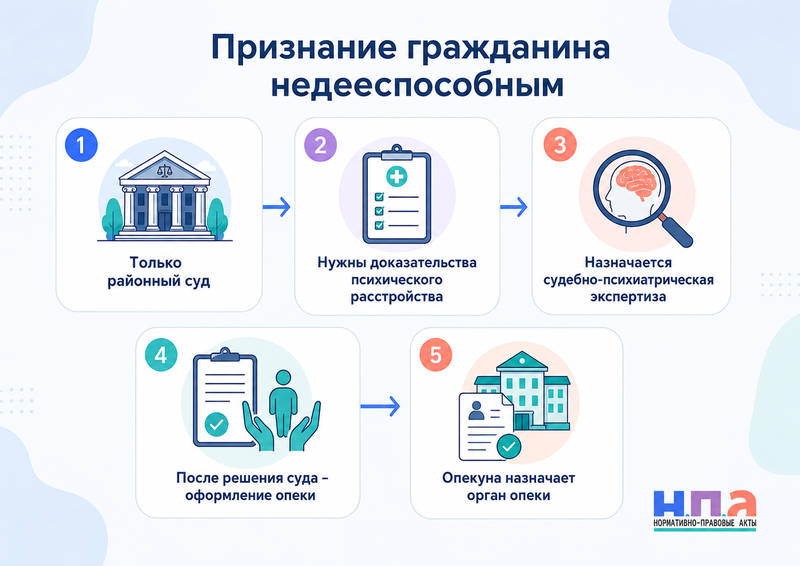 Как признать человека недееспособным заявление в суд, экспертиза и оформление опеки