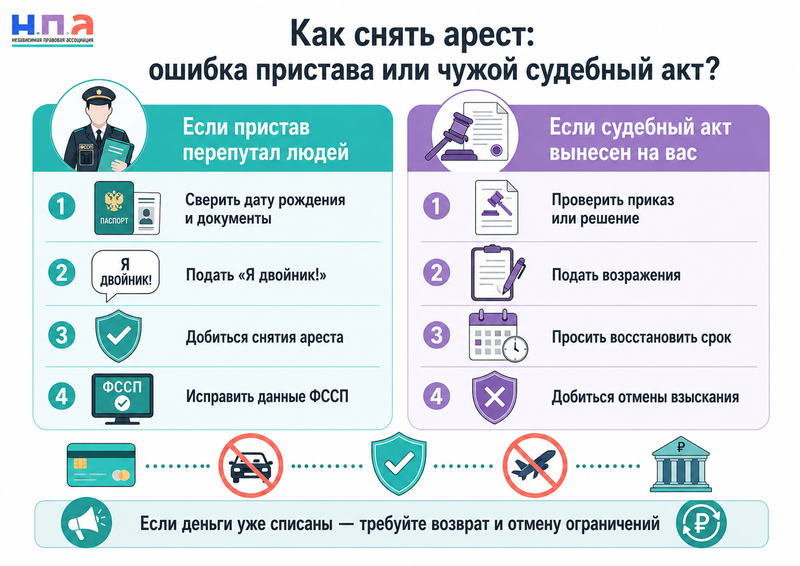 Как снять арест, если пристав взыскивает долг полного тёзки или однофамильца