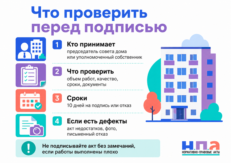 Как собственникам принять текущий ремонт дома акт, замечания и отказ от подписи