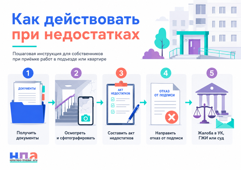 Как собственникам принять текущий ремонт дома акт, замечания и отказ от подписи