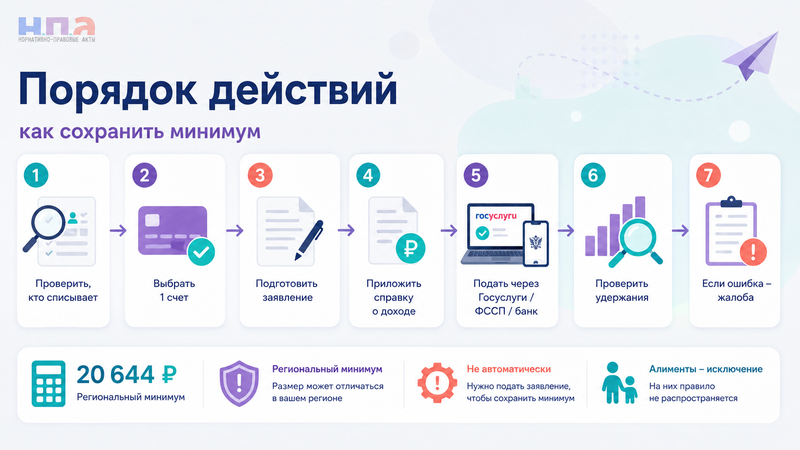 Как сохранить прожиточный минимум от списания приставами заявление и порядок