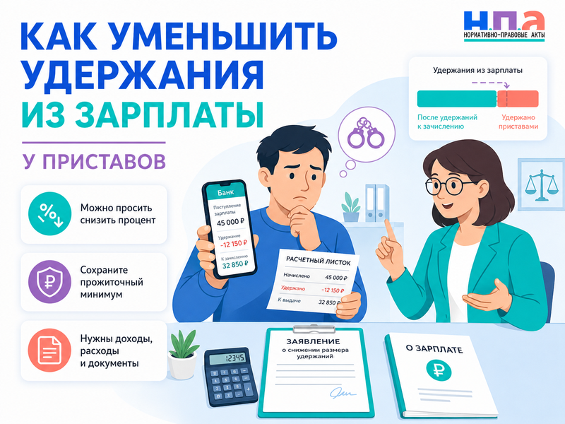 Как уменьшить процент удержаний из зарплаты у приставов