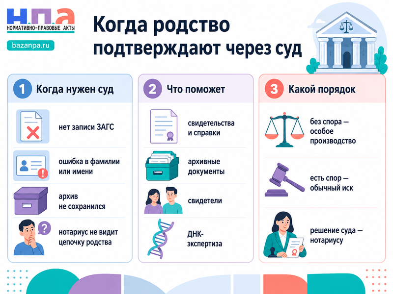 Как установить родство через суд для получения наследства документы, свидетели и экспертиза