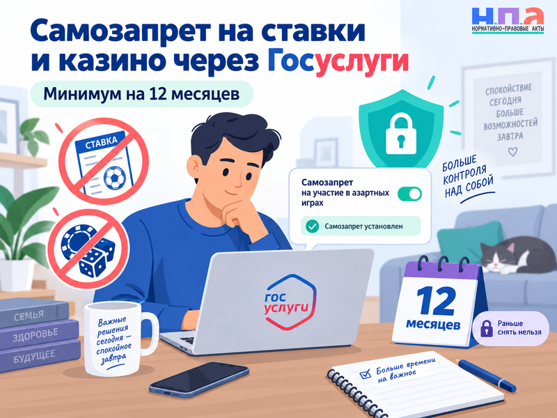 Как установить самозапрет на ставки и казино через Госуслуги