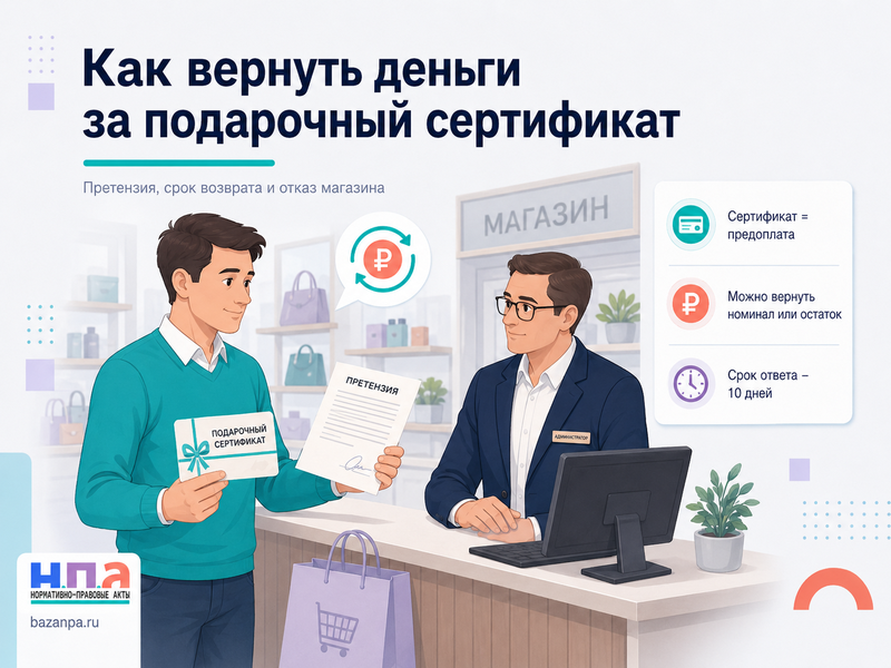 Как вернуть деньги за подарочный сертификат