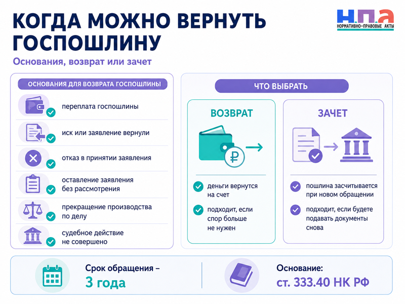 Как вернуть госпошлину из суда заявление, срок и документы