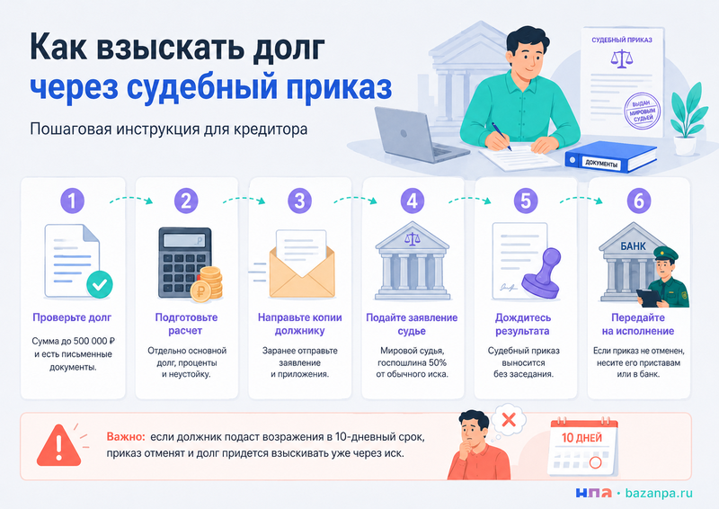 Как взыскать долг через судебный приказ: инструкция для кредитора