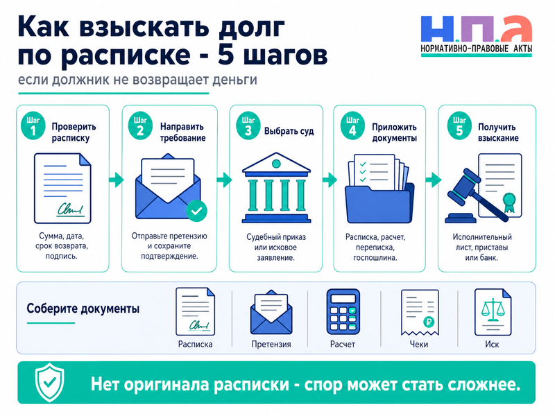 Как взыскать долг по расписке: претензия, суд и срок давности