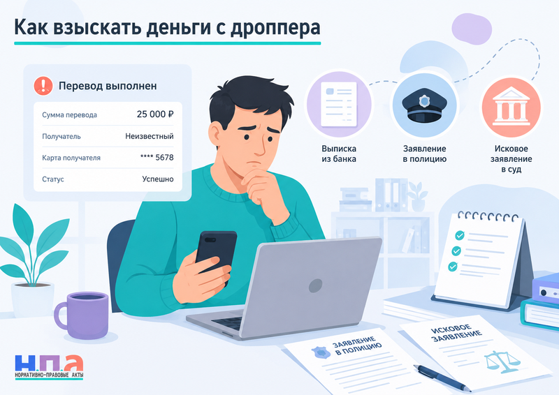 Как взыскать украденные деньги с дроппера иск о неосновательном обогащении, доказательства и подсудность