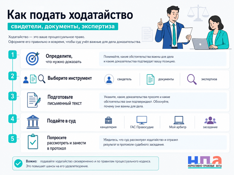 Как заявить ходатайство в суде свидетели, документы, экспертиза