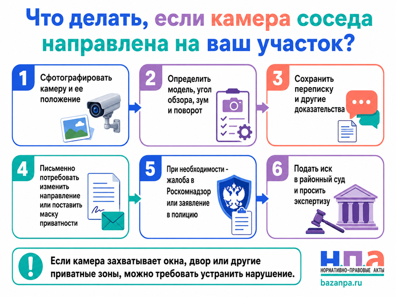 Камера соседа направлена на окна, двор, баню или участок можно ли потребовать изменить направление