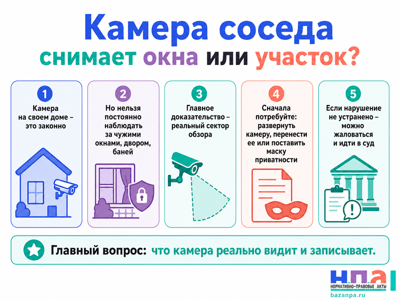 Камера соседа направлена на окна, двор, баню или участок можно ли потребовать изменить направление