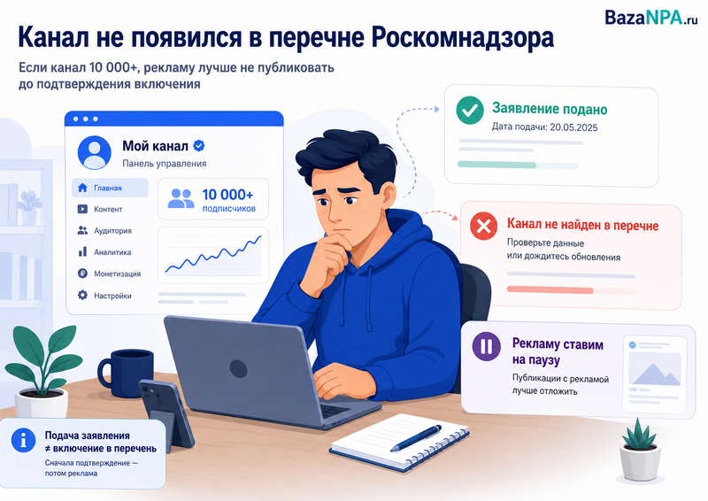 Канал не появился в перечне Роскомнадзора