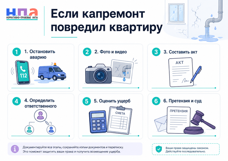 Капитальный ремонт повредил квартиру, окна или инженерные сети кто возмещает ущерб