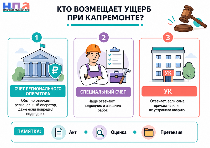Капитальный ремонт повредил квартиру, окна или инженерные сети кто возмещает ущерб