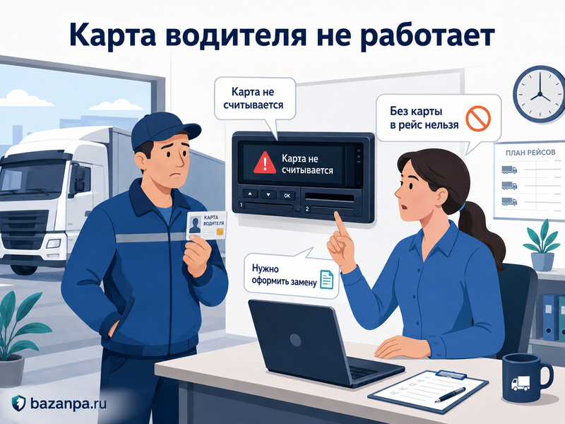 Карта водителя для тахографа не работает или заблокирована: кто заменяет и оплачивает простой