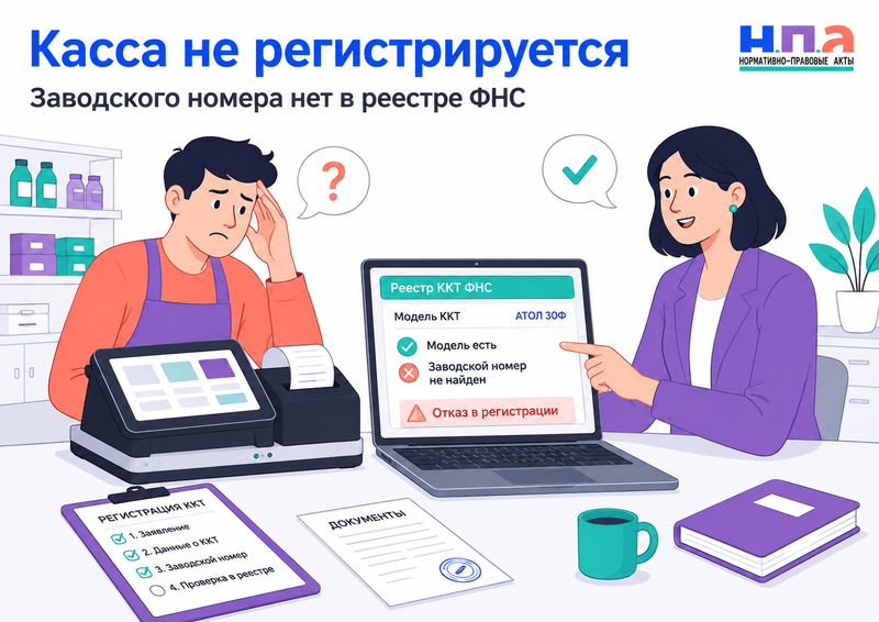 Касса не регистрируется заводского номера нет в реестре ККТ - кто исправляет сведения и возмещает простой