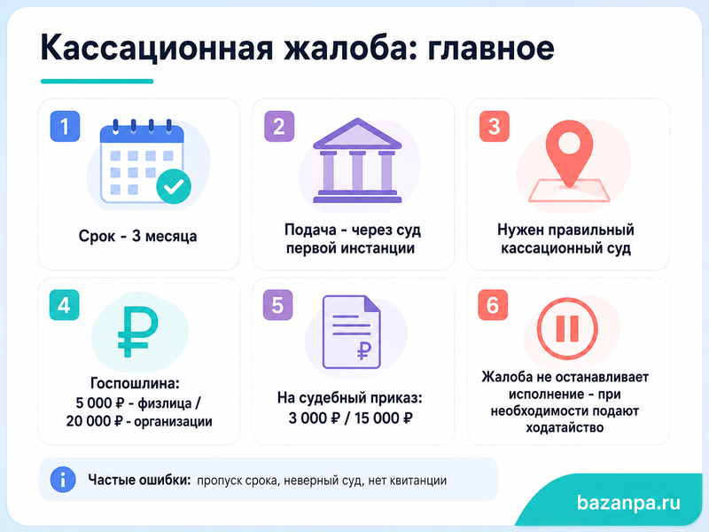 Кассационная жалоба по гражданскому делу срок, госпошлина и порядок подачи