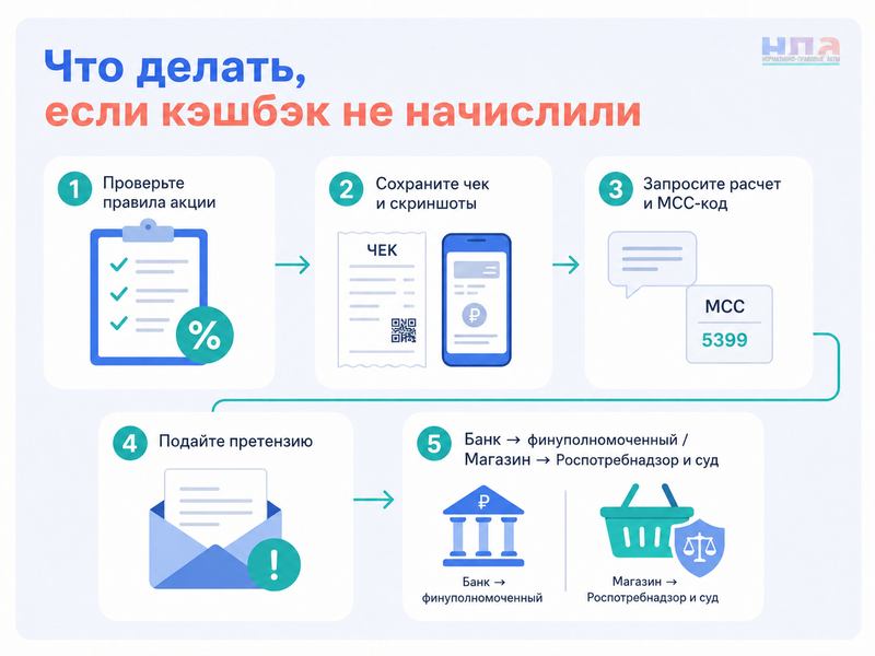 Кэшбэк не начислили или списали обратно претензия банку, магазину или программе лояльности