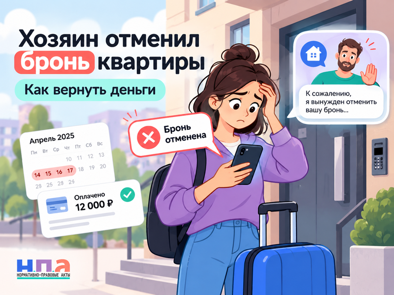 Хозяин отменил оплаченное посуточное заселение - что делать