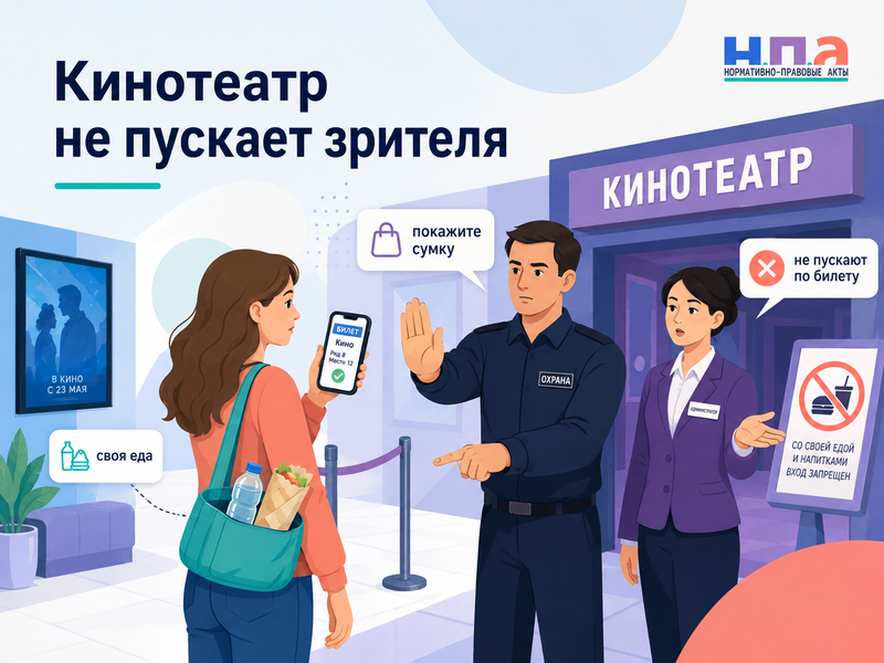 Кинотеатр запрещает проносить свою еду, требует показать сумку или не пускает зрителя с билетом
