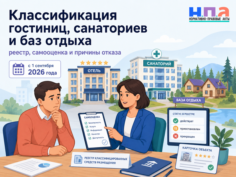 Классификация гостиниц, санаториев и баз отдыха с 1 сентября 2026 года: включение в реестр и причины отказа
