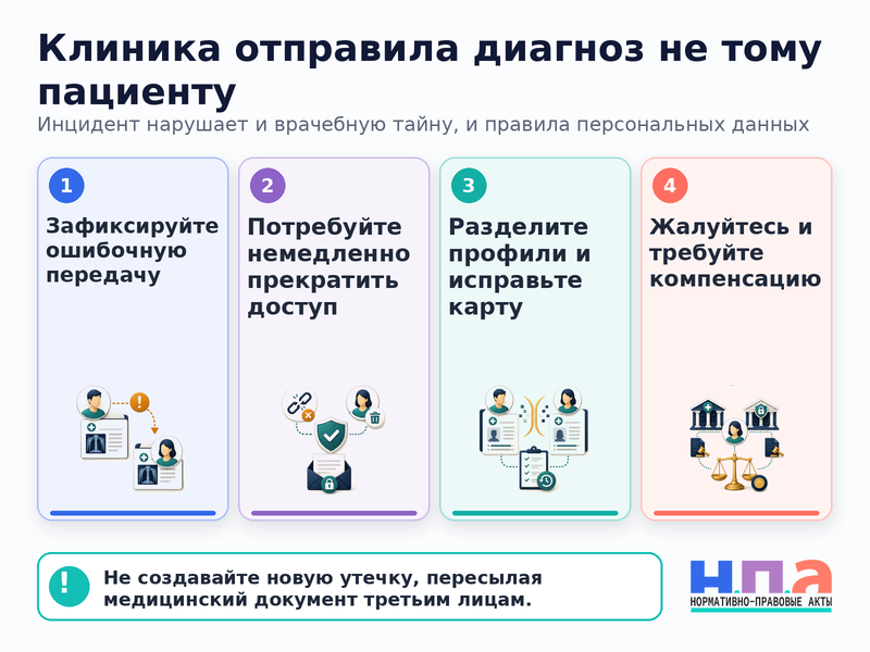 Клиника отправила результаты анализов, диагноз или выписку другому пациенту